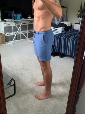 Men's Eubi Light Blue Elastic Waist Swim/Active Shorts Large